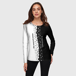 Лонгслив женский Под лежачий камень бело-черный арт, цвет: 3D-принт — фото 2