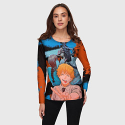 Лонгслив женский Дэндзи и Макима из Человек бензопила, цвет: 3D-принт — фото 2