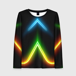 Лонгслив женский Neon multicolored lines, цвет: 3D-принт