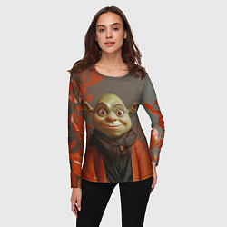 Лонгслив женский Шрек и оранжевые листья, цвет: 3D-принт — фото 2