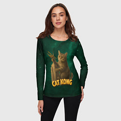 Лонгслив женский Cat Cong пародия на Кинг Конг, цвет: 3D-принт — фото 2
