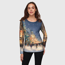 Лонгслив женский Новый год в Москве новогодняя елка, цвет: 3D-принт — фото 2