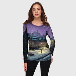 Лонгслив женский Ночь в новогодней Москве, цвет: 3D-принт — фото 2