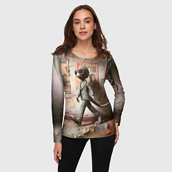 Лонгслив женский Пришелец в костюме в полосочку, цвет: 3D-принт — фото 2