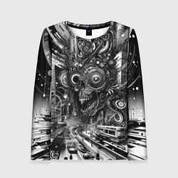 Женский лонгслив Cyber urban skull - ai art fantasy