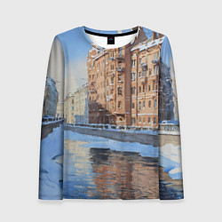 Лонгслив женский Зимний Санкт-Петербург, цвет: 3D-принт