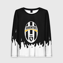Женский лонгслив Ювентус белый огонь текстура