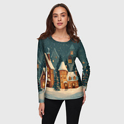 Лонгслив женский Сказочный Новогодний городок, цвет: 3D-принт — фото 2