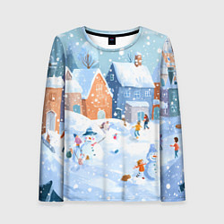 Лонгслив женский Предновогодний день во дворе, цвет: 3D-принт