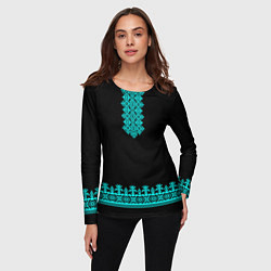 Лонгслив женский Рубаха вышиванка славянская, цвет: 3D-принт — фото 2