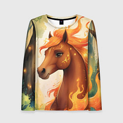 Лонгслив женский Милая огненная лошадь, цвет: 3D-принт