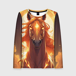 Женский лонгслив Огненная лошадь в свечении