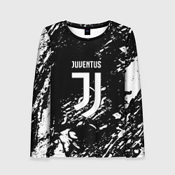 Лонгслив женский Juventus белые штрихи красок, цвет: 3D-принт