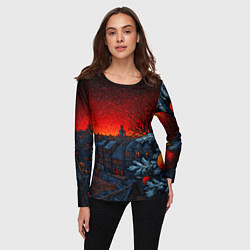 Лонгслив женский Новый год в ночном городе, цвет: 3D-принт — фото 2