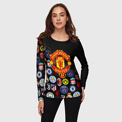 Лонгслив женский Манчестер логотипы команд, цвет: 3D-принт — фото 2
