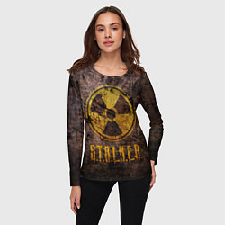 Лонгслив женский Stalker - знак на ржавой поверхности, цвет: 3D-принт — фото 2