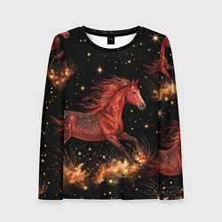 Женский лонгслив Огненные лошади - паттерн