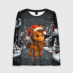 Лонгслив женский Новогодняя лошадка 2026 год, цвет: 3D-принт