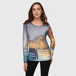 Лонгслив женский Санкт-Петербург - снегопад, цвет: 3D-принт — фото 2