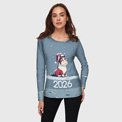 Лонгслив женский 2026 Новогодняя карикатурная лошадка, цвет: 3D-принт — фото 2