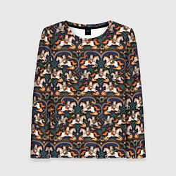 Лонгслив женский Новогодние коты всадники на лошади, цвет: 3D-принт