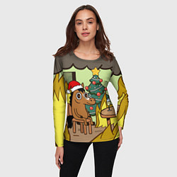 Лонгслив женский Конь среди огня - this is fine, цвет: 3D-принт — фото 2