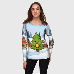 Лонгслив женский Милая елочка со звездой, цвет: 3D-принт — фото 2