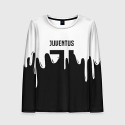 Лонгслив женский Ювентус жидкие краски, цвет: 3D-принт