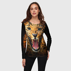 Лонгслив женский Рык леопарда, цвет: 3D-принт — фото 2