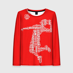 Лонгслив женский Волейболист в прыжке - текстовый силуэт, цвет: 3D-принт