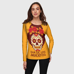 Лонгслив женский Мексиканский череп, цвет: 3D-принт — фото 2