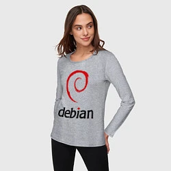 Лонгслив хлопковый женский Debian, цвет: меланж — фото 2