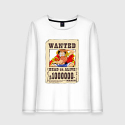 Лонгслив хлопковый женский Wanted Luffy, цвет: белый