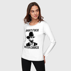 Лонгслив хлопковый женский Dont Fuck With Chuck, цвет: белый — фото 2