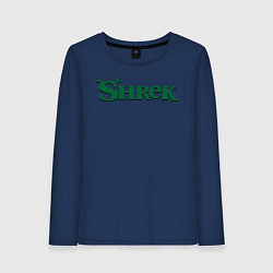 Лонгслив хлопковый женский Shrek: Logo, цвет: тёмно-синий