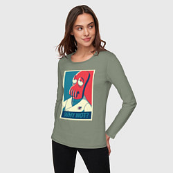Лонгслив хлопковый женский Zoidberg: Why not?, цвет: авокадо — фото 2
