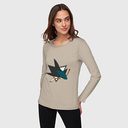 Лонгслив хлопковый женский San Jose Sharks, цвет: миндальный — фото 2