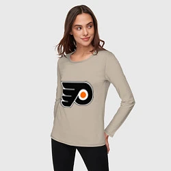 Лонгслив хлопковый женский Philadelphia Flyers, цвет: миндальный — фото 2