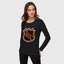 Лонгслив хлопковый женский NHL, цвет: черный — фото 2