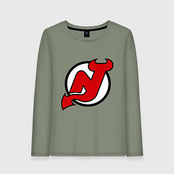 Лонгслив хлопковый женский New Jersey Devils, цвет: авокадо