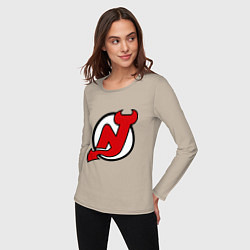 Лонгслив хлопковый женский New Jersey Devils, цвет: миндальный — фото 2