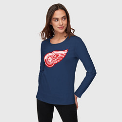 Лонгслив хлопковый женский Detroit Red Wings, цвет: тёмно-синий — фото 2