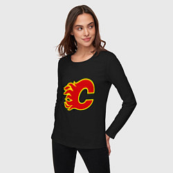 Лонгслив хлопковый женский Calgary Flames, цвет: черный — фото 2