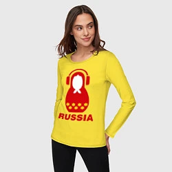 Лонгслив хлопковый женский Russia dj, цвет: желтый — фото 2