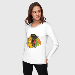 Лонгслив хлопковый женский Chicago Blackhawks: Kane, цвет: белый — фото 2