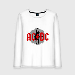 Лонгслив хлопковый женский AC/DC: Angus Young, цвет: белый