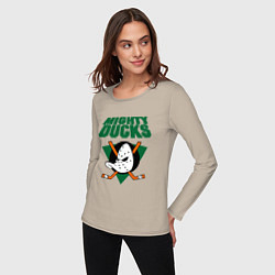 Лонгслив хлопковый женский Anaheim Mighty Ducks, цвет: миндальный — фото 2