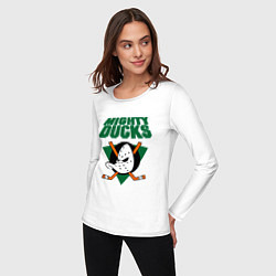 Лонгслив хлопковый женский Anaheim Mighty Ducks, цвет: белый — фото 2