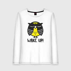 Лонгслив хлопковый женский Owl: Wake up!, цвет: белый
