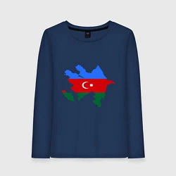 Лонгслив хлопковый женский Azerbaijan map, цвет: тёмно-синий